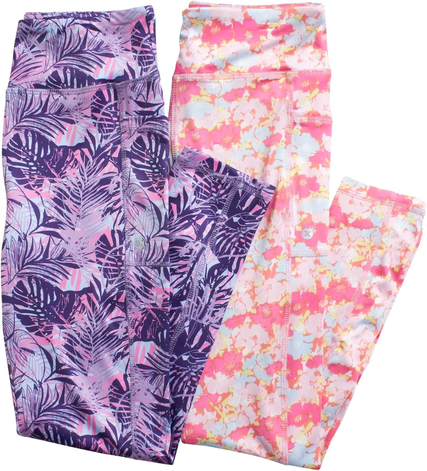 RBX Girls Active Set  Performance Short Sleeve T-Shirt, Capri Yoga Pants Leggings Set (4 Pack)