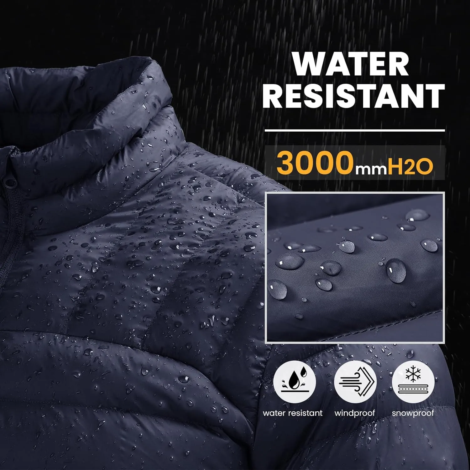 Rdruko Men's Puffer Packable Lightweight Jacket Winter Windproof Down Alternative Stand Collar Coat