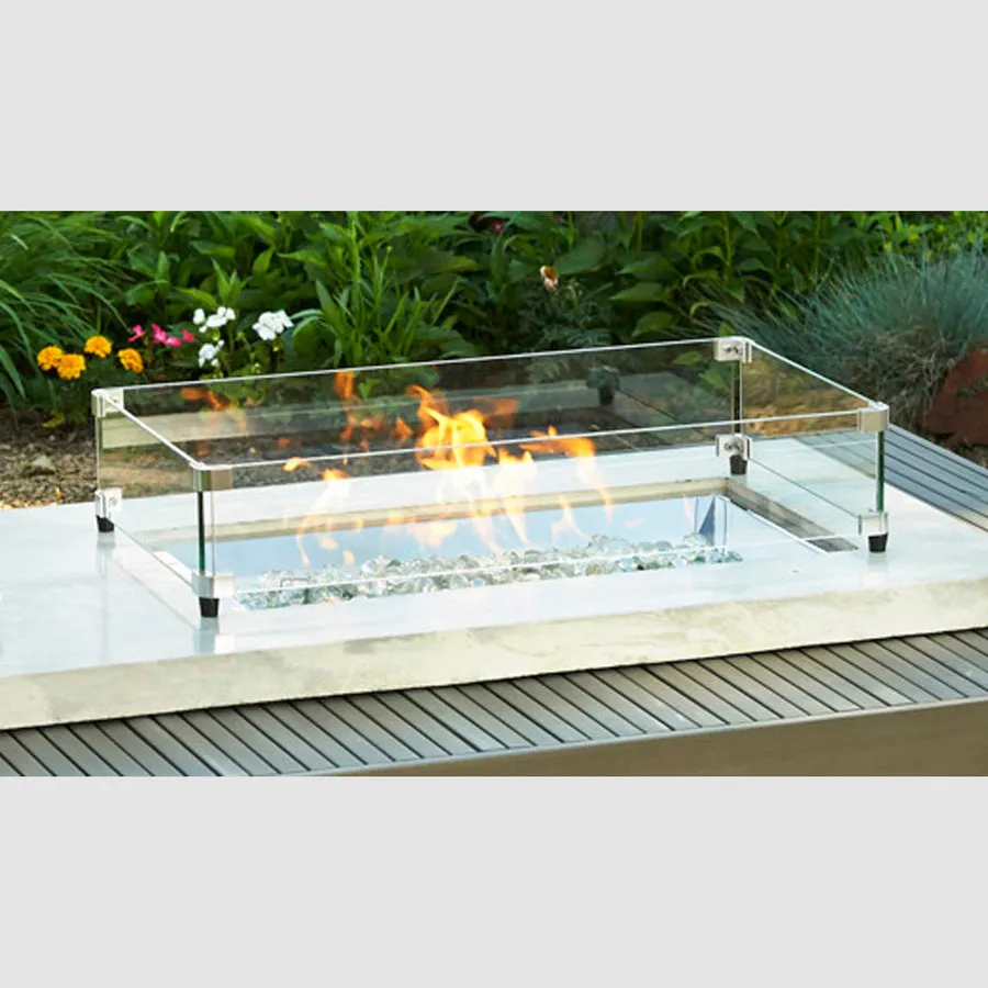 Rectangular Glass Wind Guard (12" x 24") By The Outdoor Great Room