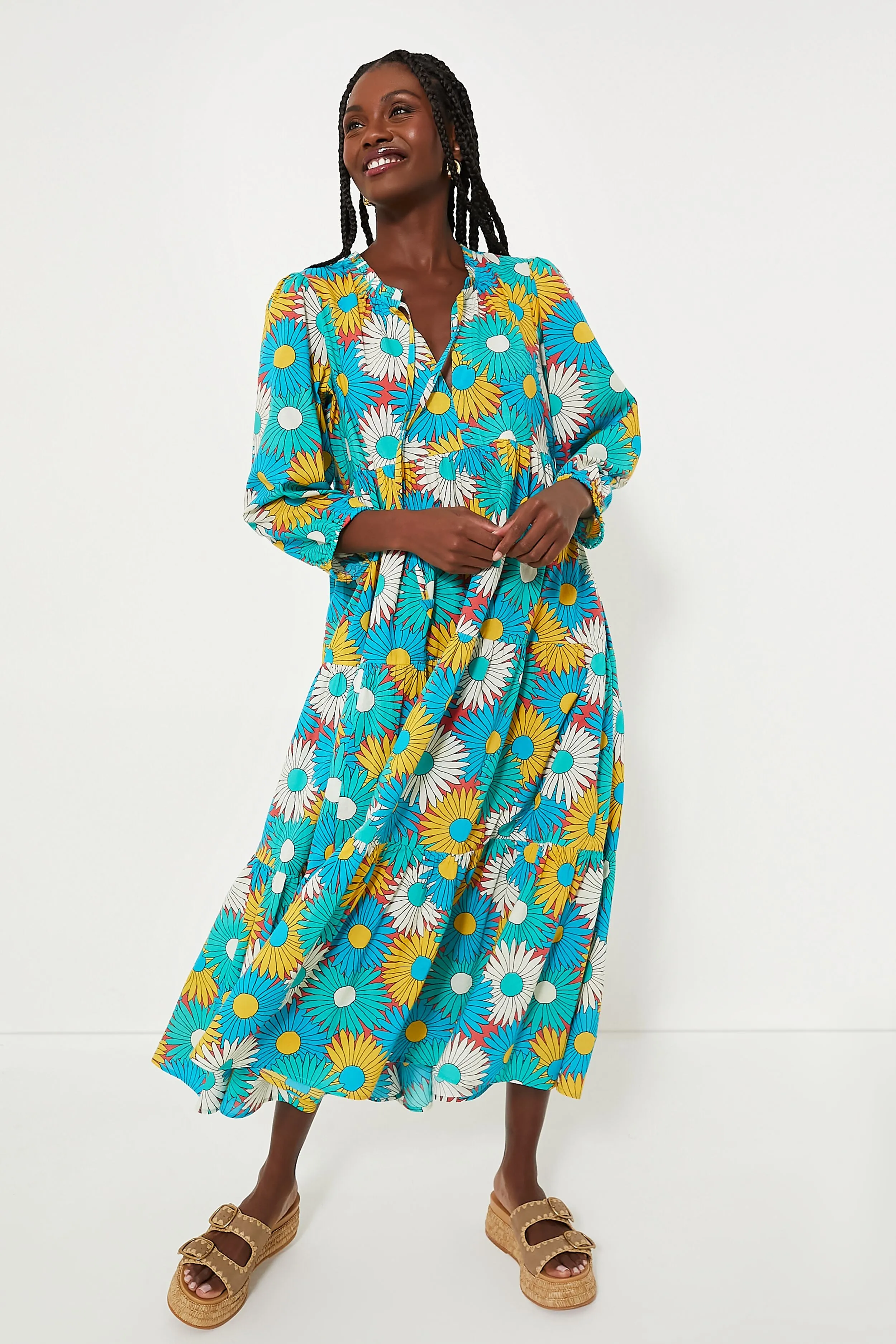 Retro Daisy Long Sleeve Salty Paloma Caftan