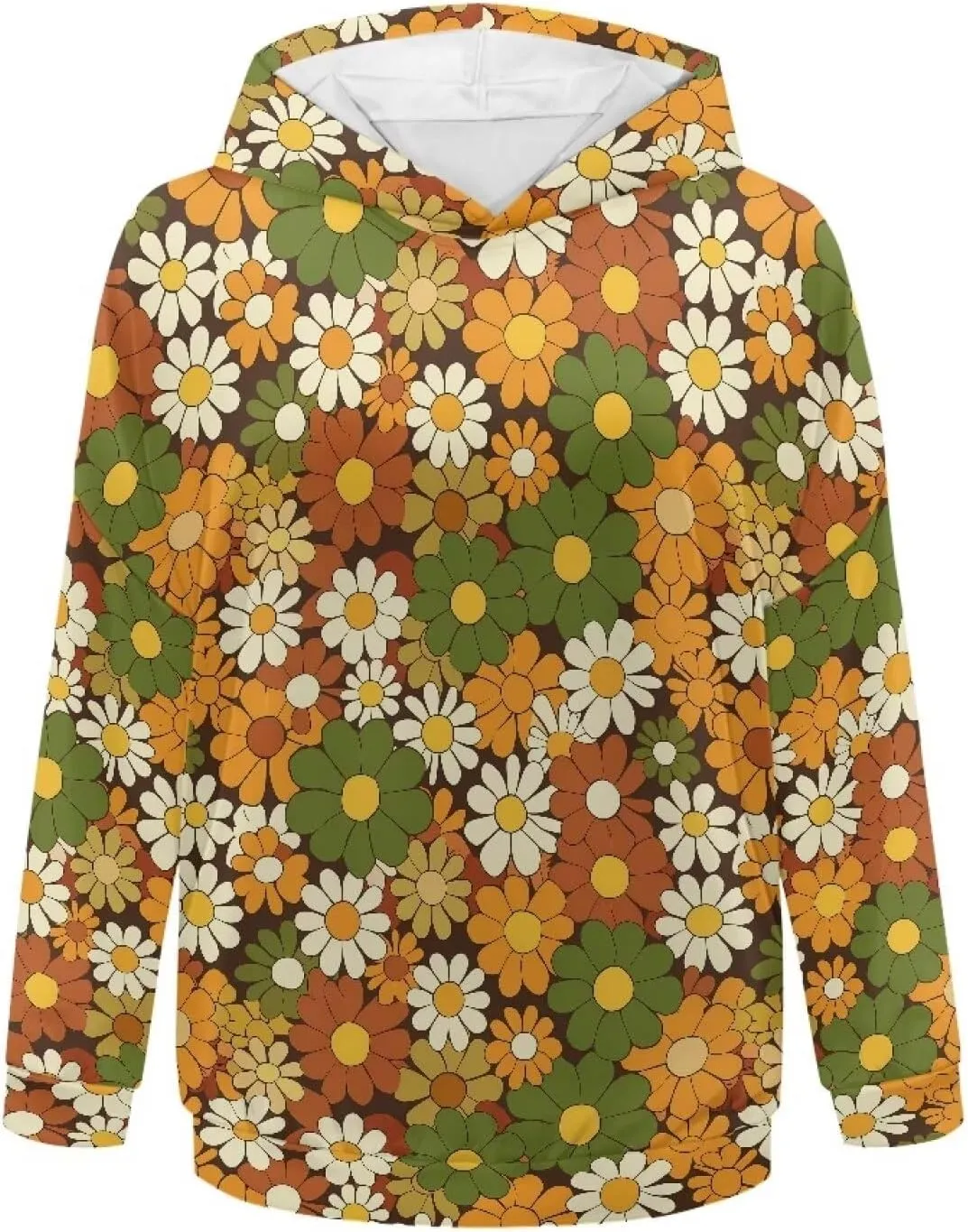 Retro Floral Women's Y2K Oversized Hoodies Casual Long Sleeve Loose Hooded Athletic Tops Pullover Sweatshirts
