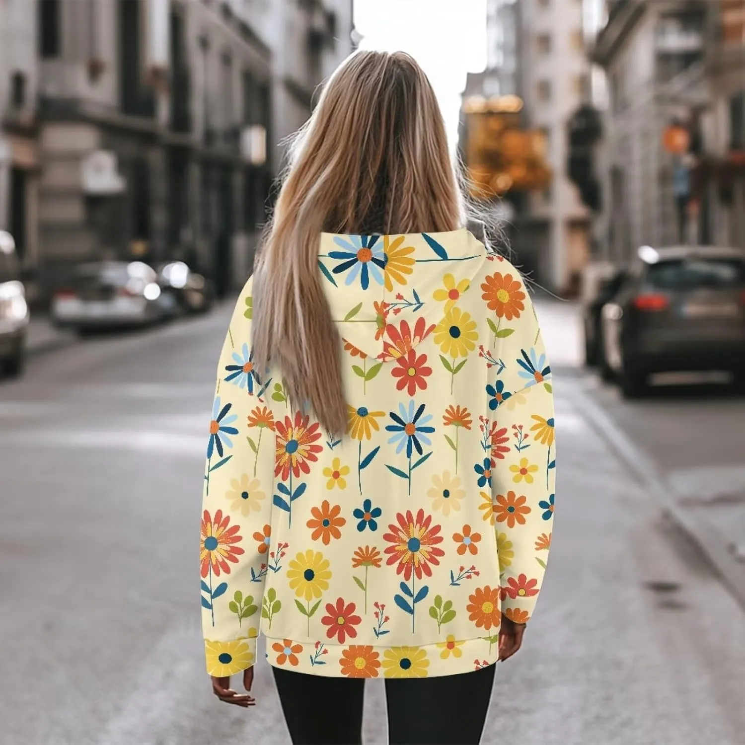 Retro Floral Women's Y2K Oversized Hoodies Casual Long Sleeve Loose Hooded Athletic Tops Pullover Sweatshirts