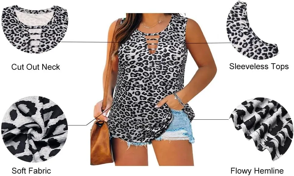 RITERA Plus Size Tank Tops for Women V/Round Neck Summer Sleeveless Basic Pleated Shirt Keyhole Tank XL-5XL