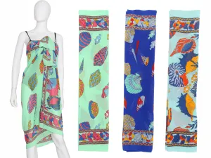 S-709 - Wholesale Women's Coral Reef Themed Mesh Sarong