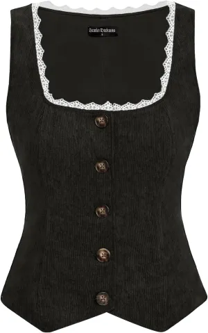 Scarlet Darkness Women Renaissance Corset Vintage Button Down Corduroy Pirate Waistcoat Vest