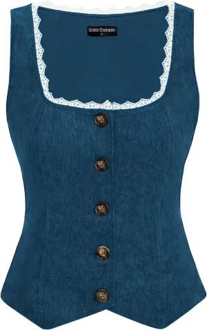 Scarlet Darkness Women Renaissance Corset Vintage Button Down Corduroy Pirate Waistcoat Vest