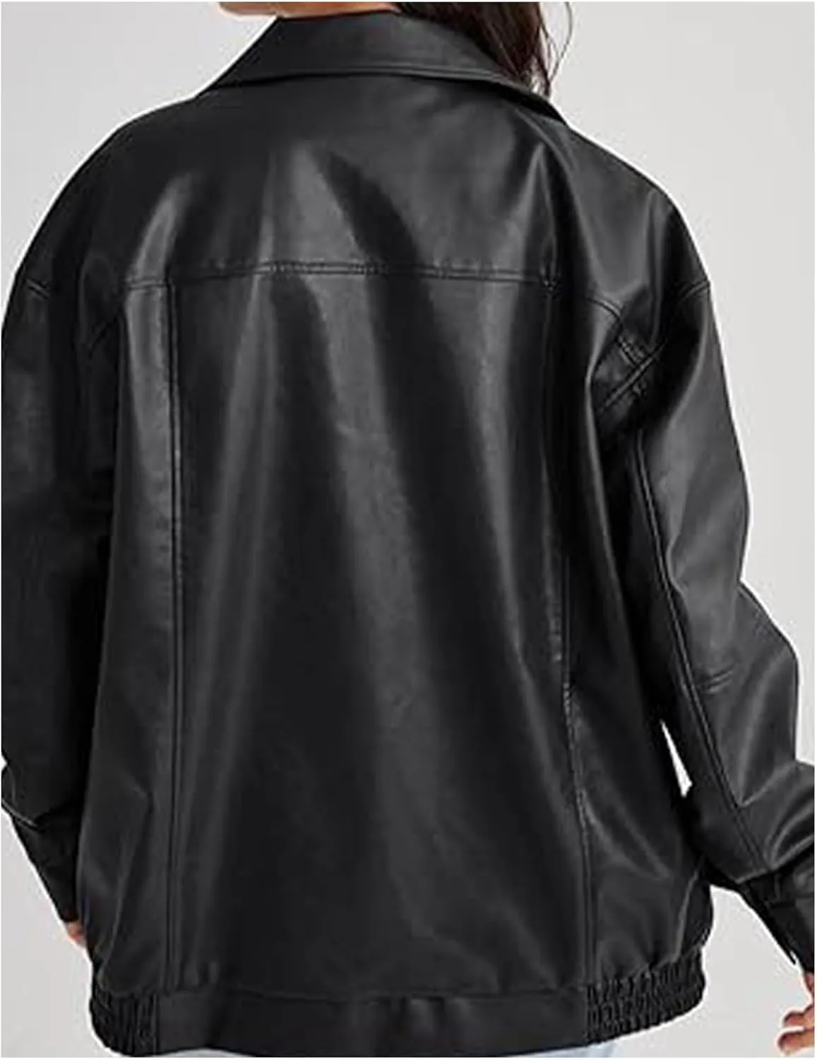 Sexyshine Women's Oversized Jackets PU Leather Leather Faux Motorcycle Plus Size Moto Biker Coat Fall Outfits