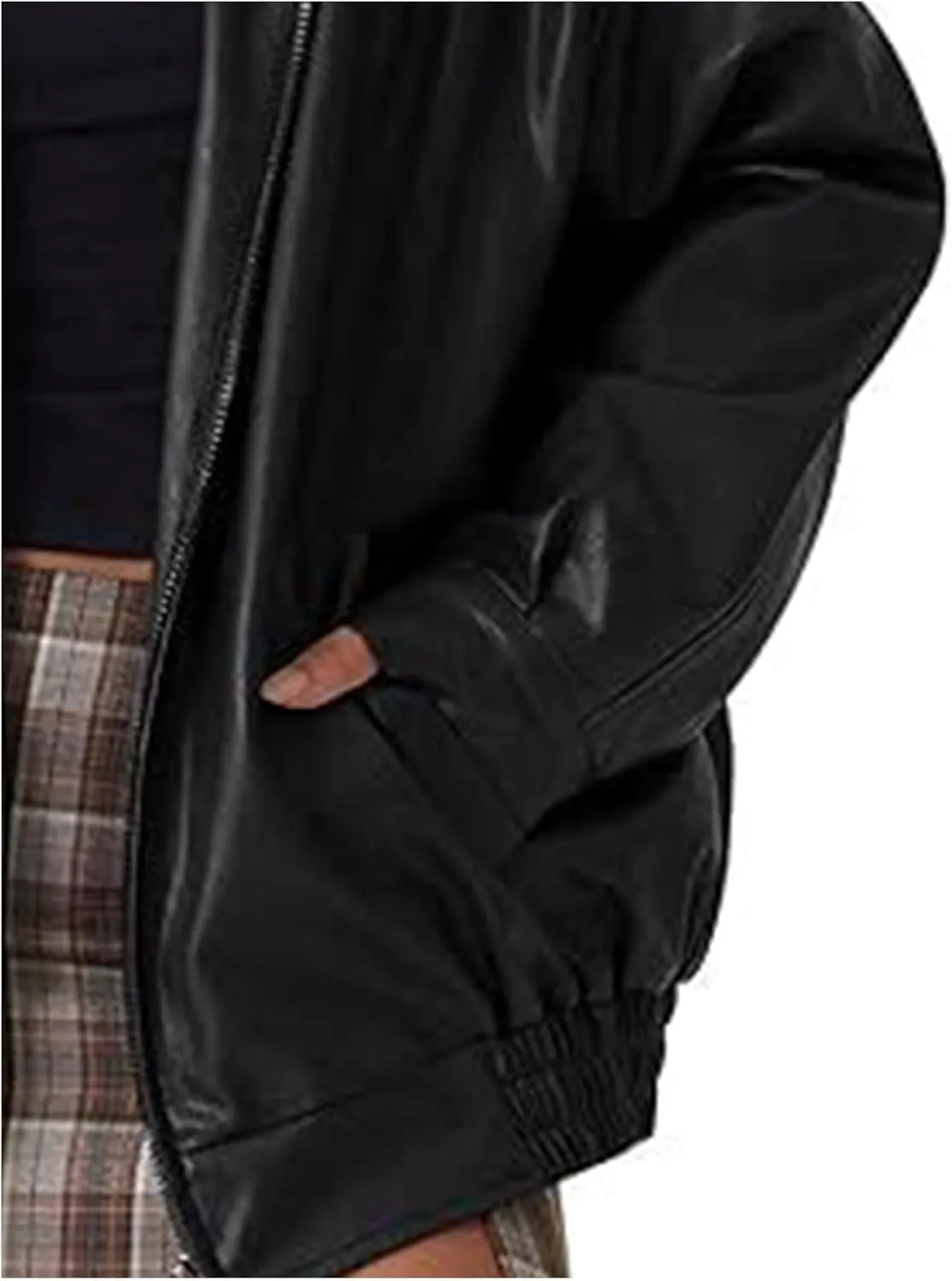 Sexyshine Women's Oversized Jackets PU Leather Leather Faux Motorcycle Plus Size Moto Biker Coat Fall Outfits