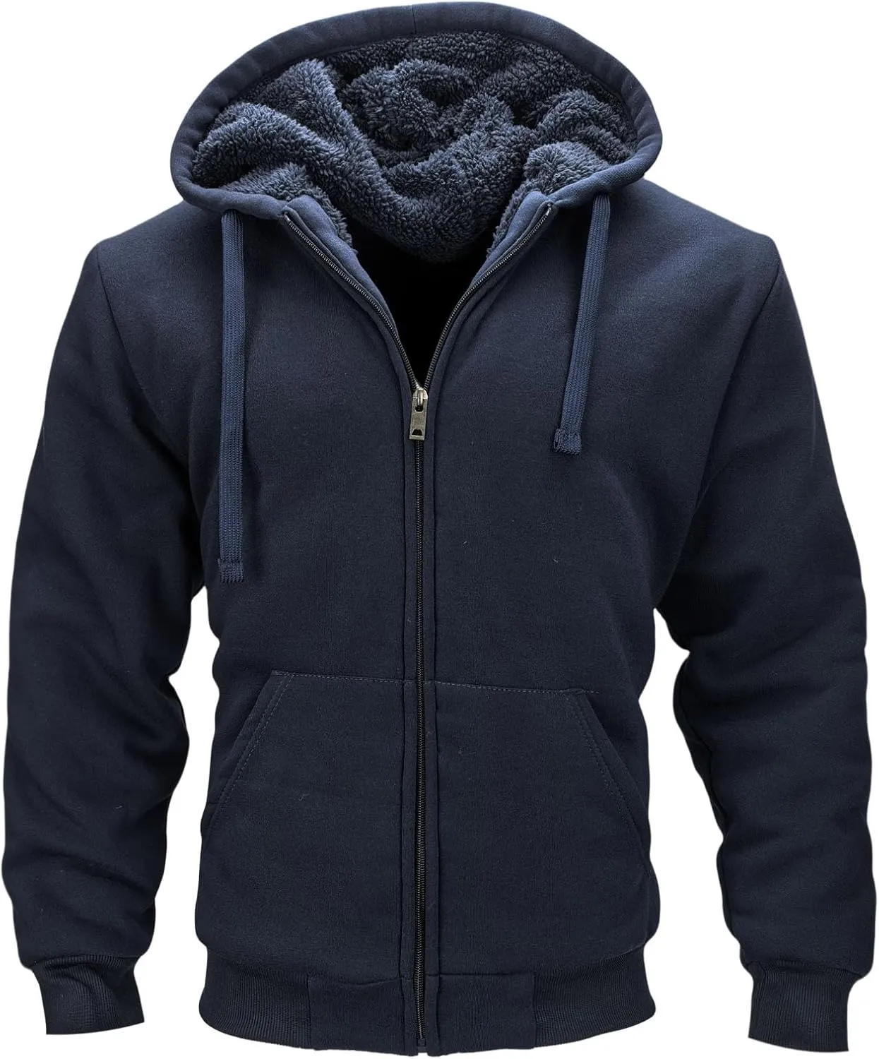 Sherpa Lined Hoodies for Men Heavyweight Full Zip Up Sweatshirt Thick Fleece Jackets Winter Warm Coats