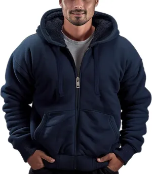Sherpa Lined Hoodies for Men Heavyweight Full Zip Up Sweatshirt Thick Fleece Jackets Winter Warm Coats