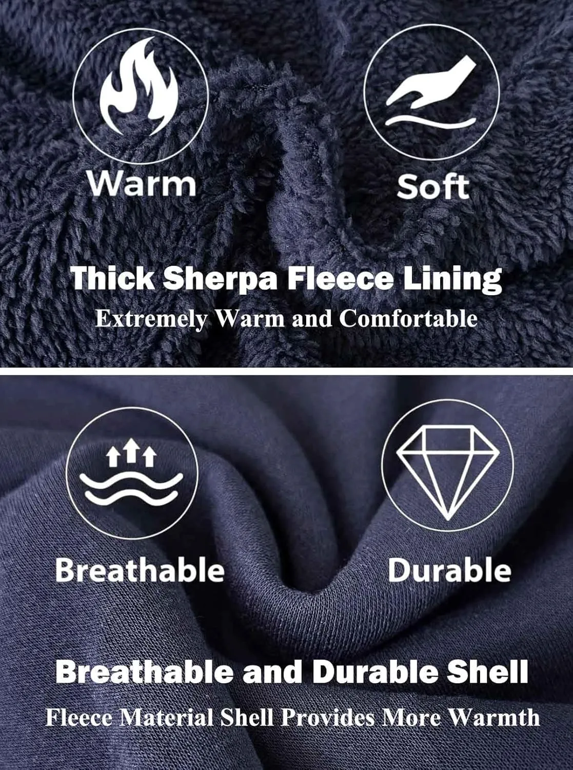 Sherpa Lined Hoodies for Men Heavyweight Full Zip Up Sweatshirt Thick Fleece Jackets Winter Warm Coats