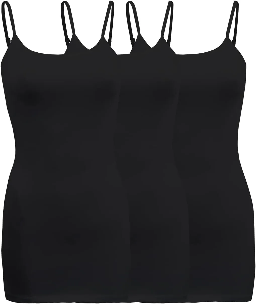 ShezPretty 3-Pack - Women's Basic Cami with Adjustable Spaghetti Straps Tank Top