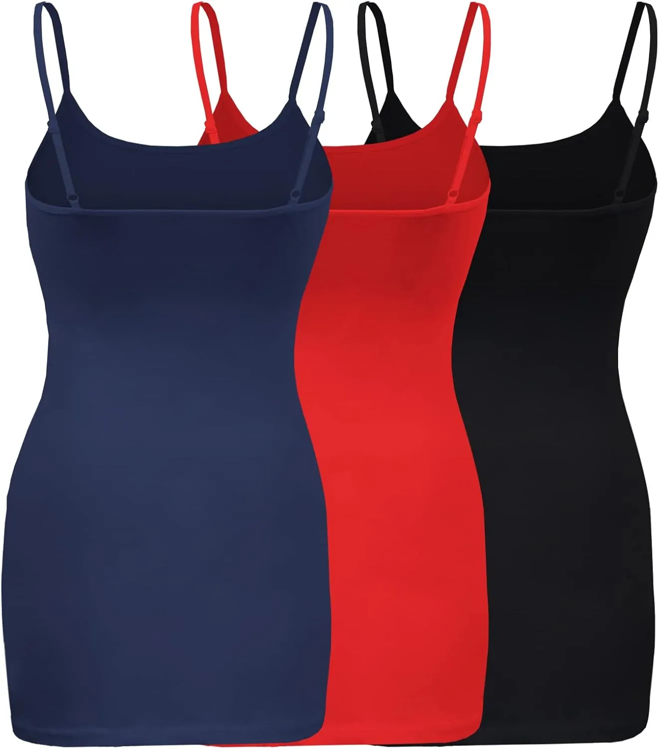 ShezPretty 3-Pack - Women's Basic Cami with Adjustable Spaghetti Straps Tank Top