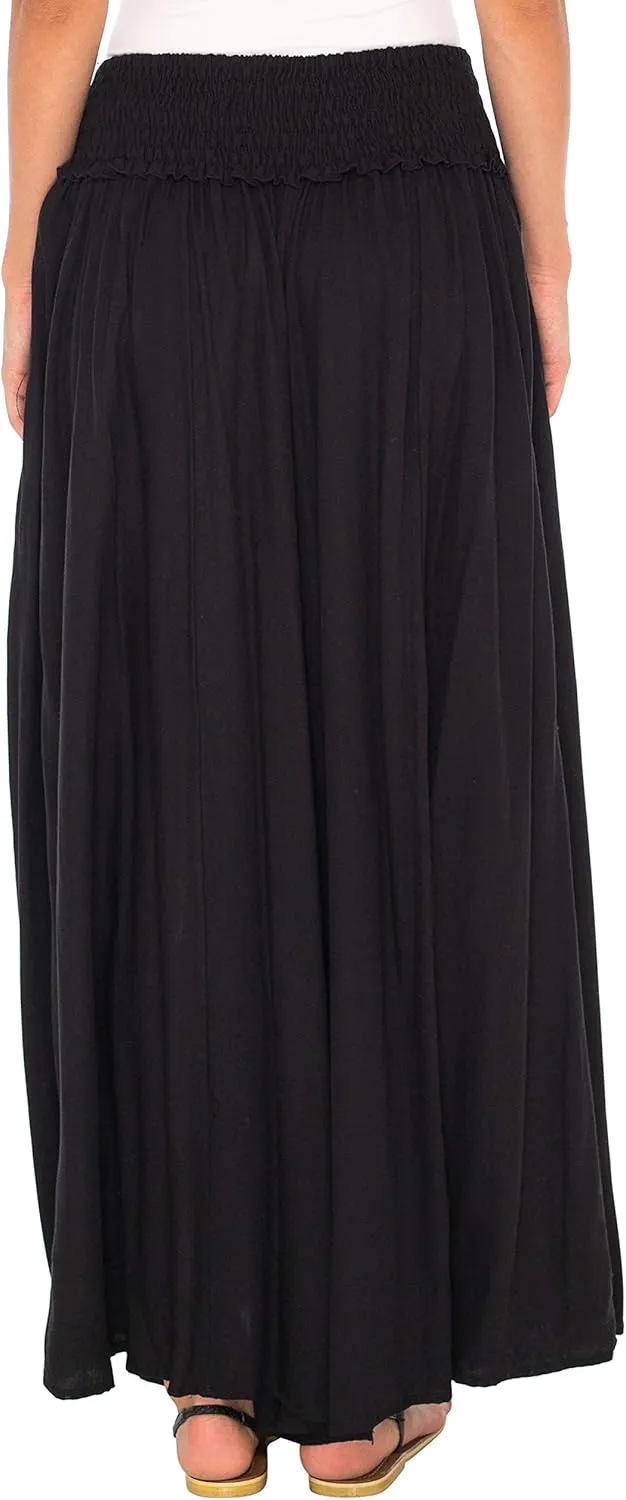 SHU-SHI Womens Palazzo Flowy Summer Pants Wide Leg Lounge Trousers Elastic Waist Side Pockets