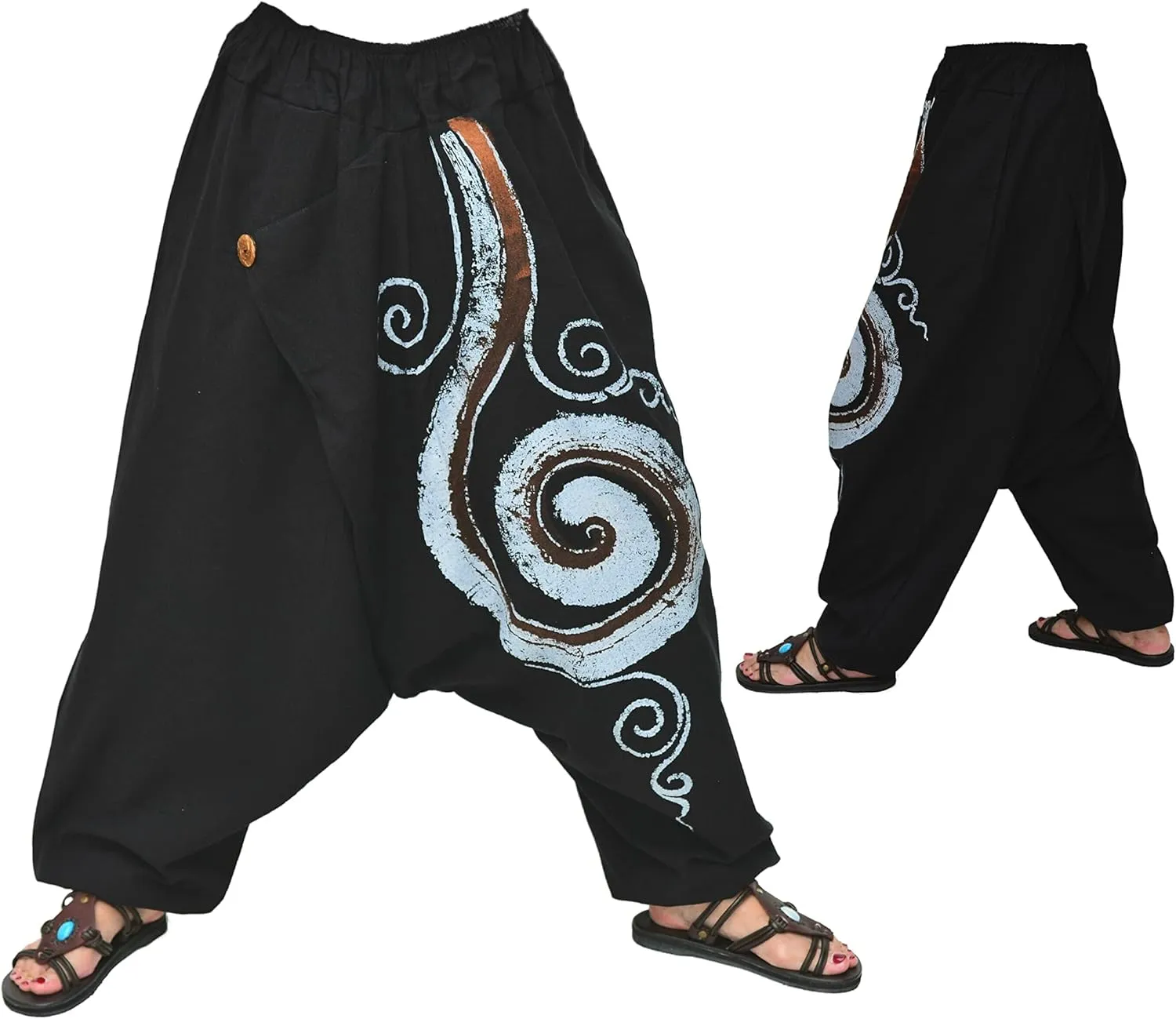 Siamrose Harem Pants Men Women Yoga Lounge Trousers 2 Pockets, One Size, Elastic Waist