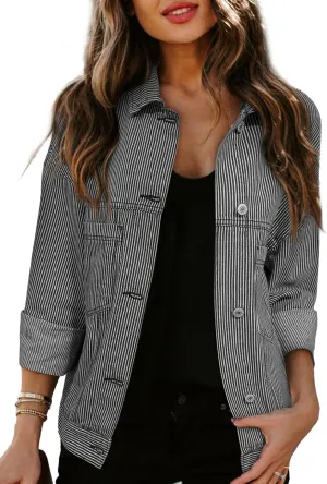 Sidefeel Women's Denim Jackets Casual Long Sleeve 2025 Spring Outfits Zimbaplatinum Jean Jacket