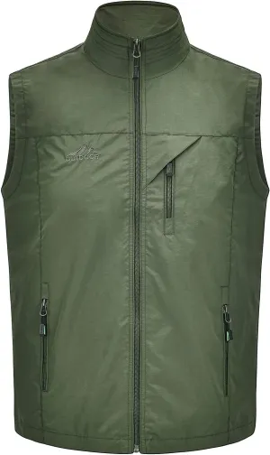 Spanye Men Lightweight Vest Outdoor Leisure Vest with Pockets Windproof Jacket For Sport Golf Work