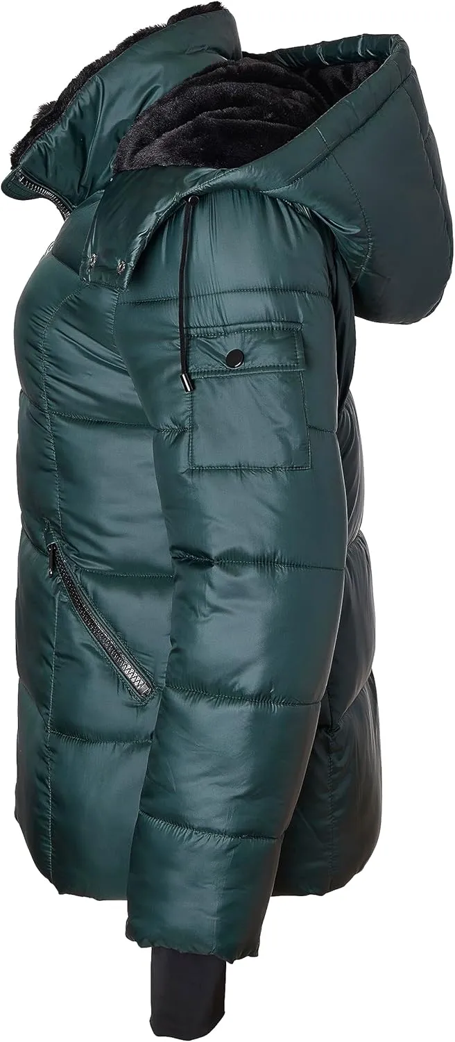 Sportoli Womens Winter Coat Hooded Plush Lined Quilted Warm Zip Up Puffer Jacket