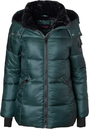 Sportoli Womens Winter Coat Hooded Plush Lined Quilted Warm Zip Up Puffer Jacket