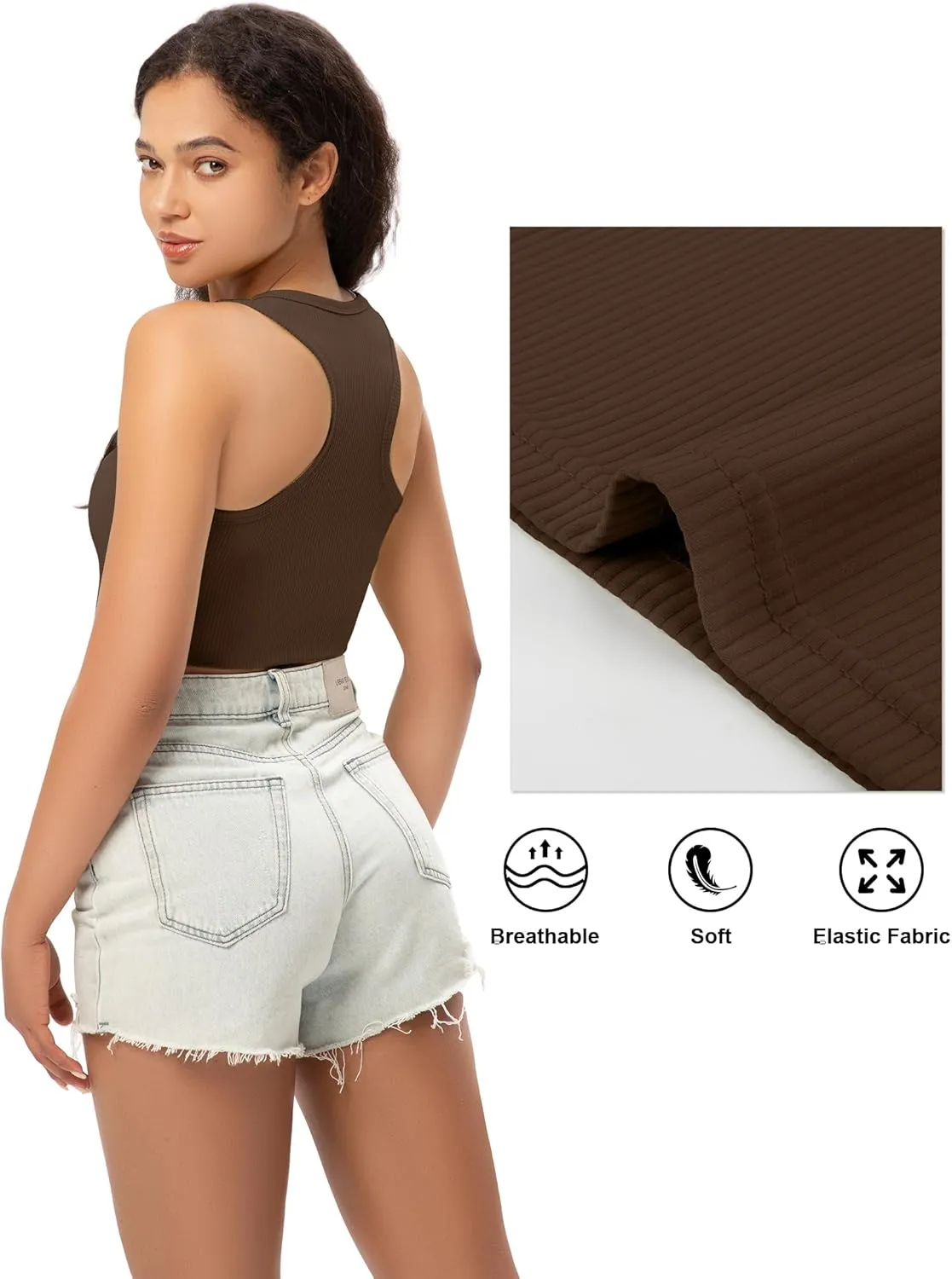 Sports Crop Tank Tops for Women Cropped Workout Tops Racerback Running Yoga Tanks Cotton Sleeveless Gym Shirts