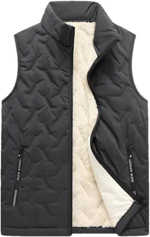 Stand Collar Vest Jackets Men Fur Lined Thicken Cotton Padded Jacket Sleeveless Men Clothing Winter Waistcoat