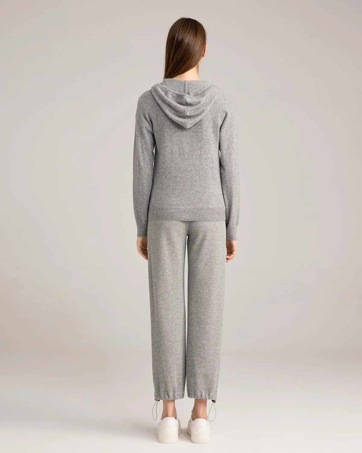 State Cashmere 2-Way Zip Up Hoodie with Pockets and Zipper 100% Pure Cashmere Long Sleeve Sweater for Women Cashmere Hoodies