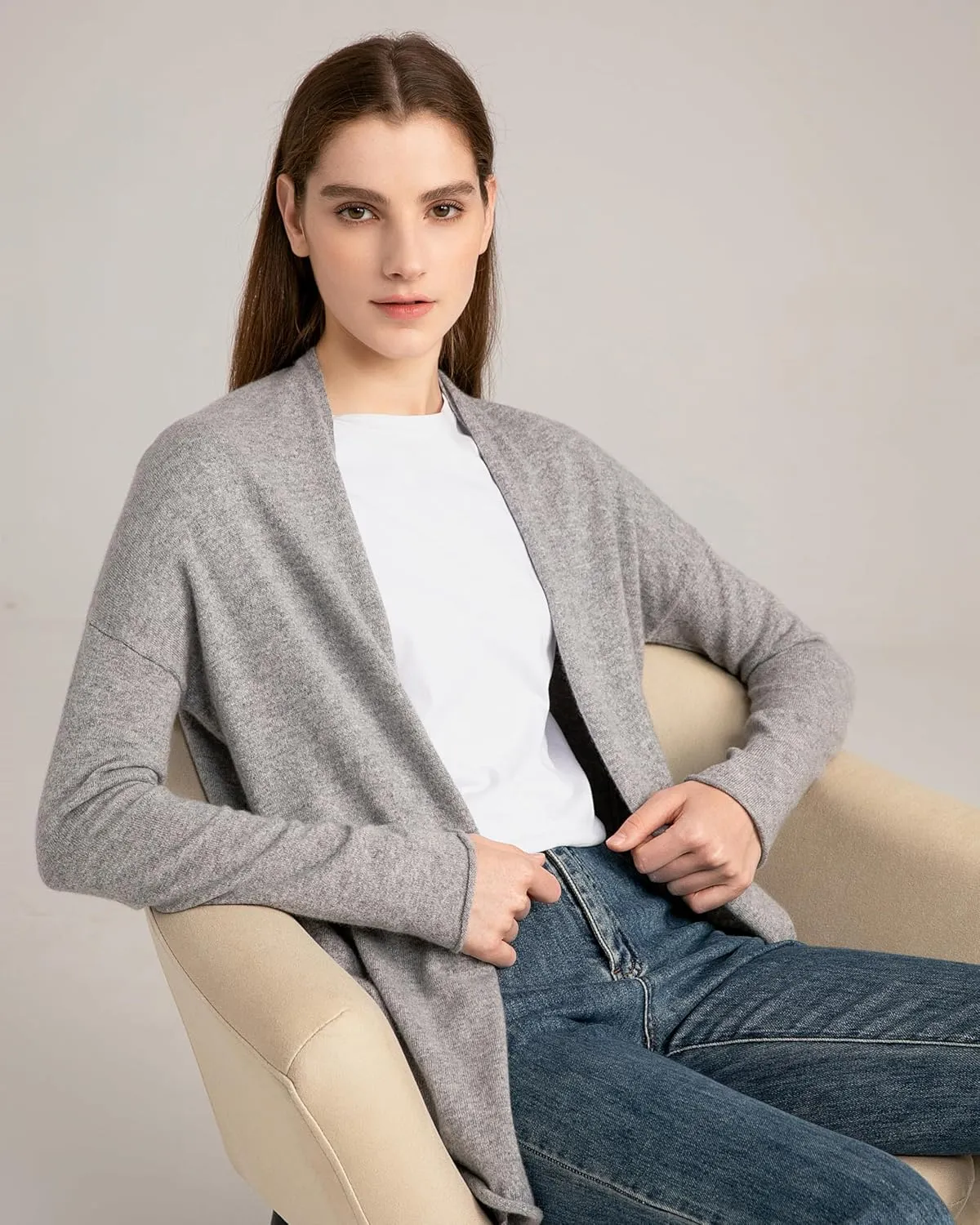State Cashmere Lightweight Mid-Thigh Cashmere Cardigan 100% Pure Cashmere Sweater Cashmere Wraps for Women