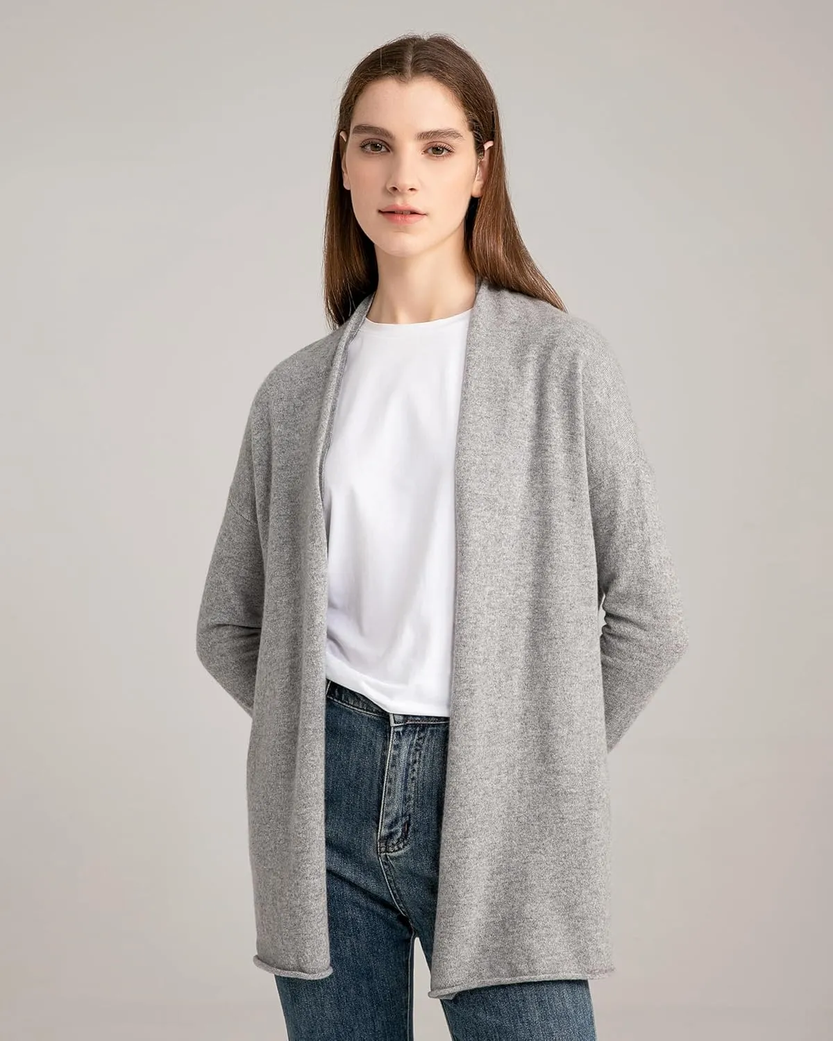 State Cashmere Lightweight Mid-Thigh Cashmere Cardigan 100% Pure Cashmere Sweater Cashmere Wraps for Women
