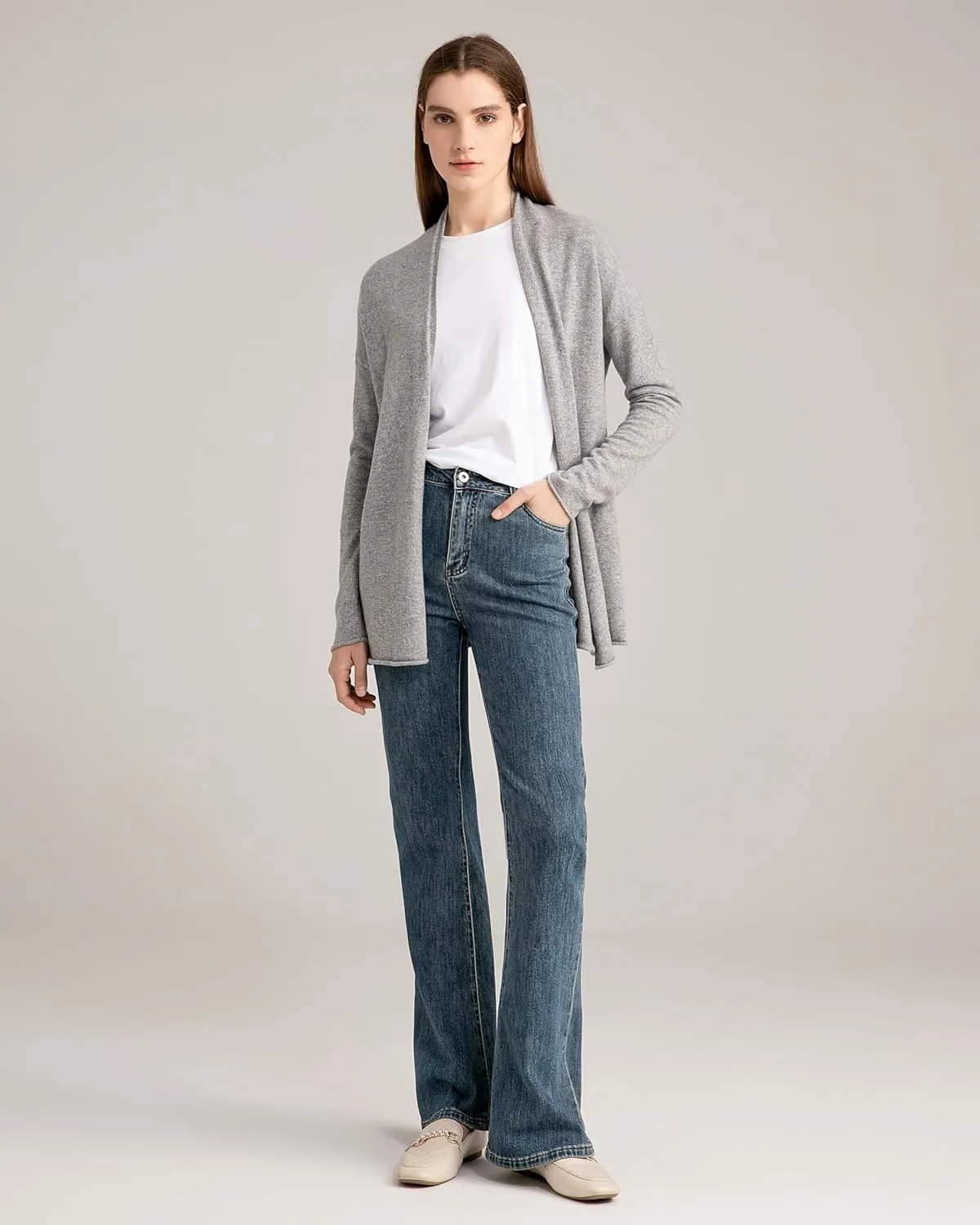 State Cashmere Lightweight Mid-Thigh Cashmere Cardigan 100% Pure Cashmere Sweater Cashmere Wraps for Women