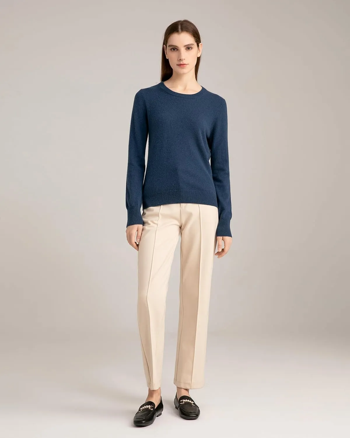 State Cashmere Womens Essential Crewneck Sweater 100% Pure Cashmere Classic Long Sleeve Pullover