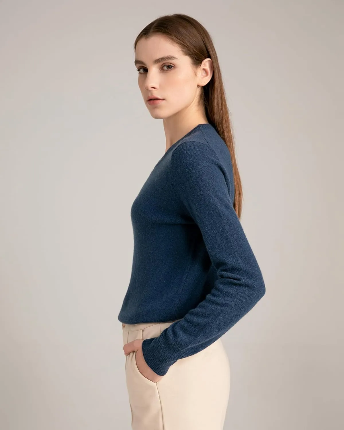 State Cashmere Womens Essential Crewneck Sweater 100% Pure Cashmere Classic Long Sleeve Pullover