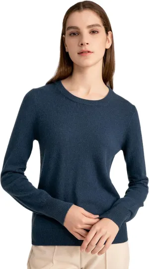 State Cashmere Womens Essential Crewneck Sweater 100% Pure Cashmere Classic Long Sleeve Pullover