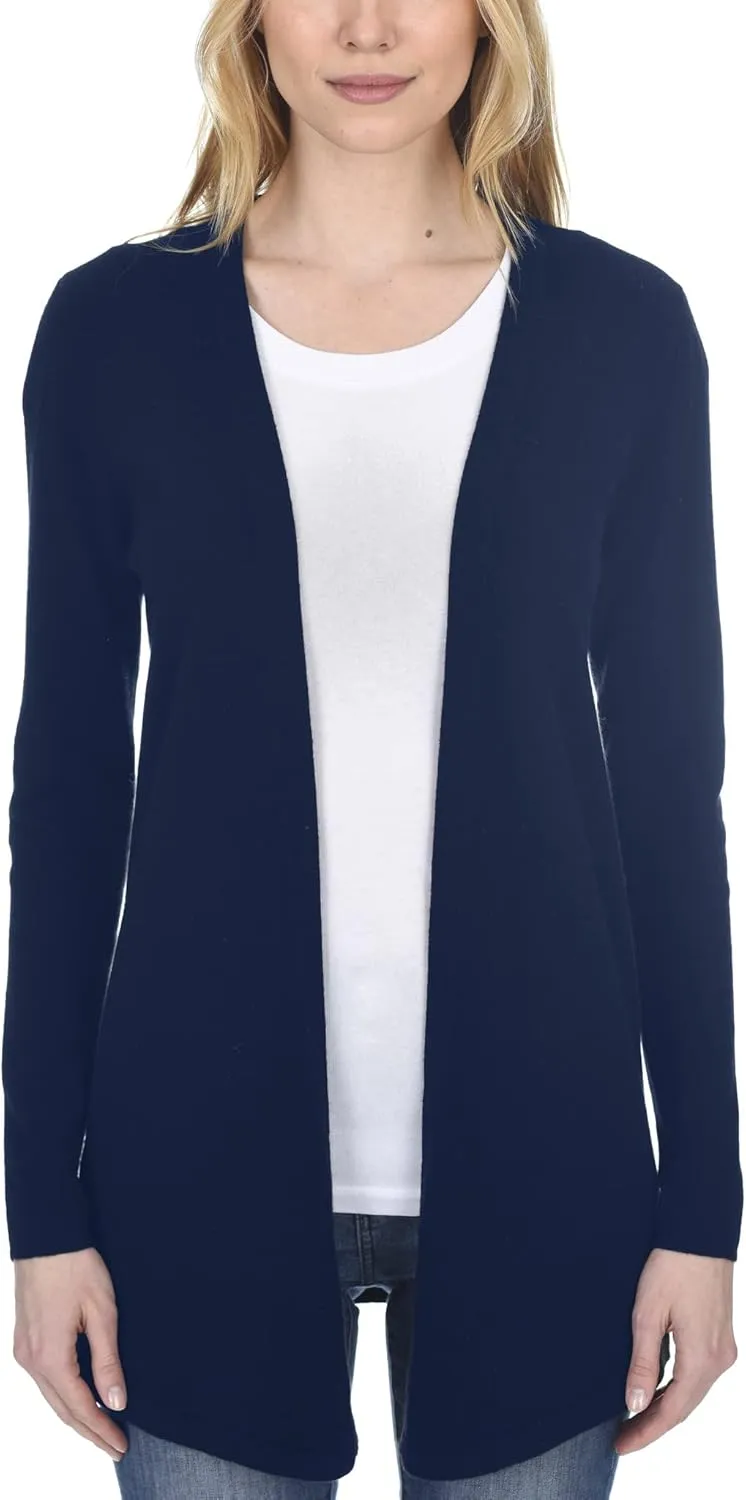 State Fusio Women's Open Front Cardigan 100% Merino Wool Long Sleeve Sweater