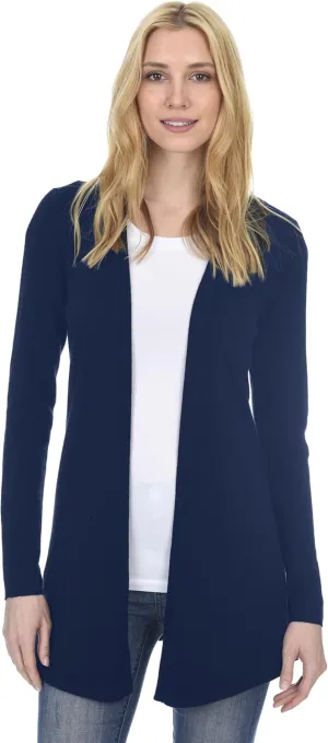 State Fusio Women's Open Front Cardigan 100% Merino Wool Long Sleeve Sweater