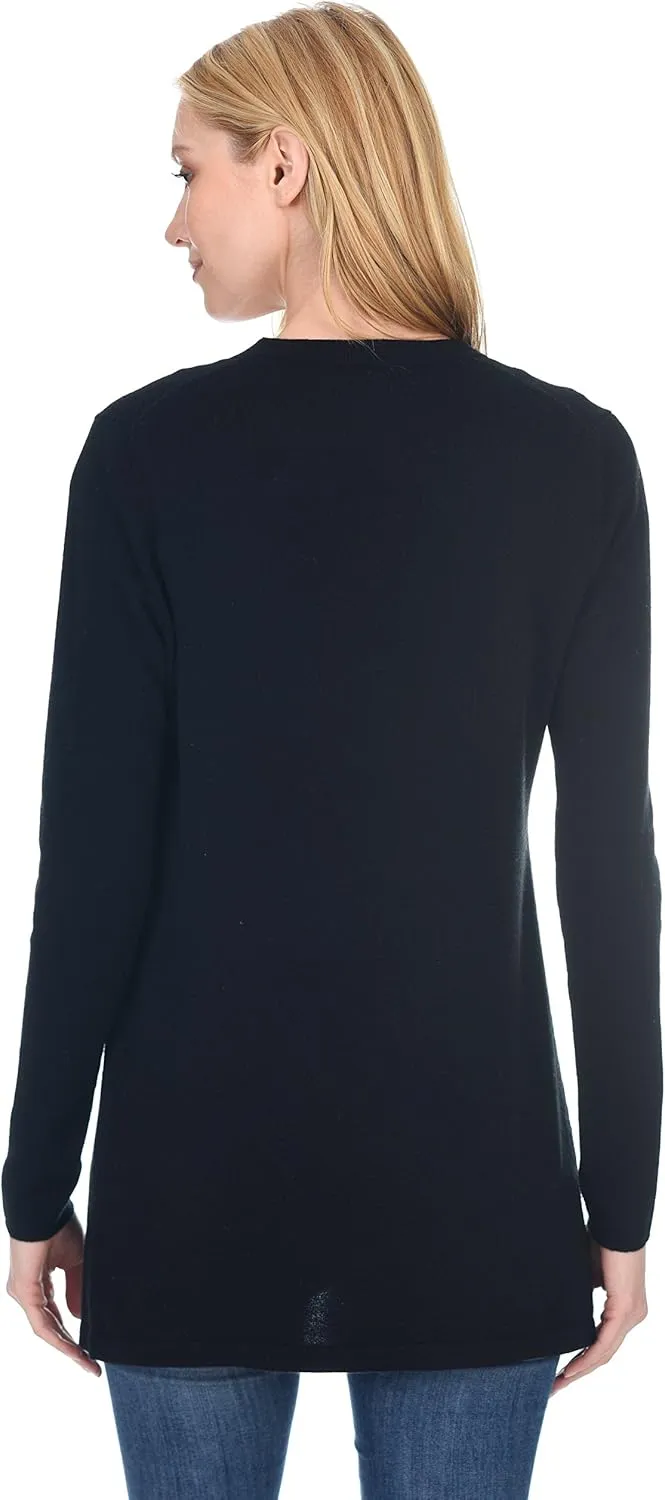 State Fusio Women's Open Front Cardigan 100% Merino Wool Long Sleeve Sweater