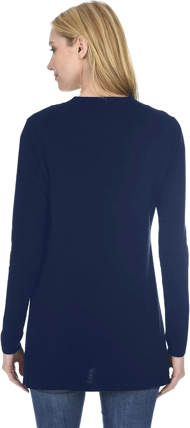 State Fusio Women's Open Front Cardigan 100% Merino Wool Long Sleeve Sweater