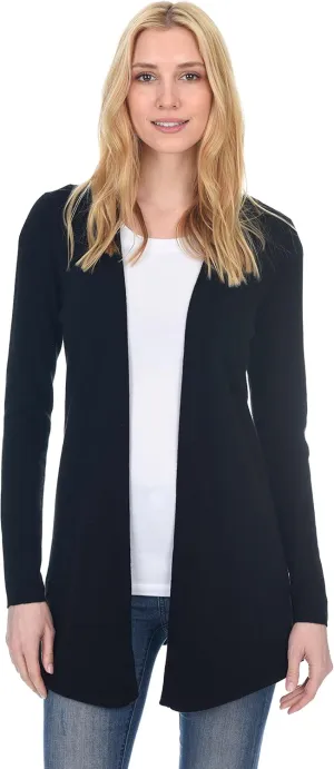 State Fusio Women's Open Front Cardigan 100% Merino Wool Long Sleeve Sweater
