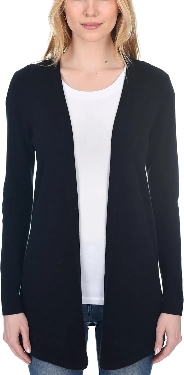State Fusio Women's Open Front Cardigan 100% Merino Wool Long Sleeve Sweater