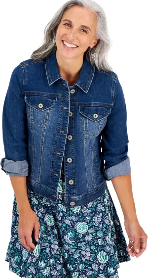 Style & Co. Petite Denim Jacket Quiet Pine PS