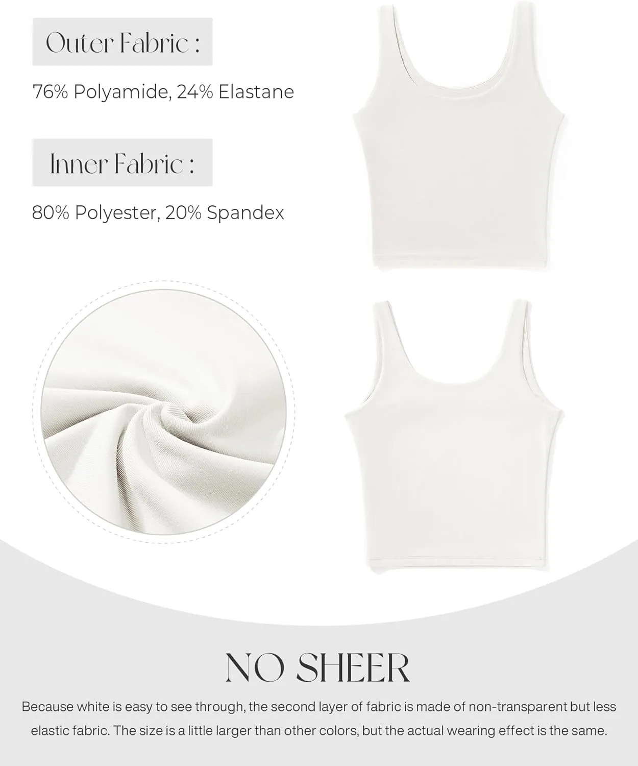 SUUKSESS Women Scoop Neck Tank Top Summer Sleeveless Going Out Double Lined Basic Tops