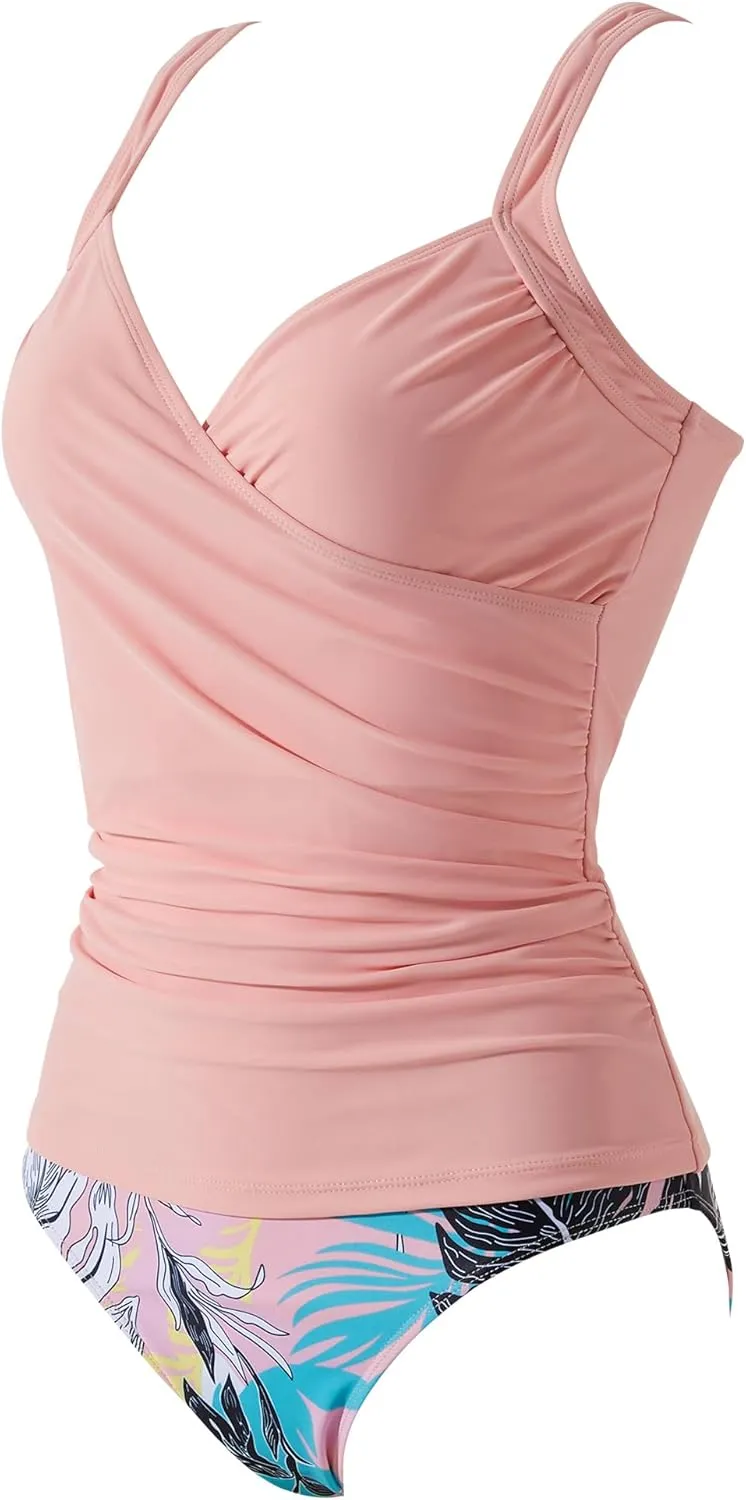 SUUKSESS Women Sexy Twist Push Up Tankini Swimsuit Tummy Control Bathing Suits