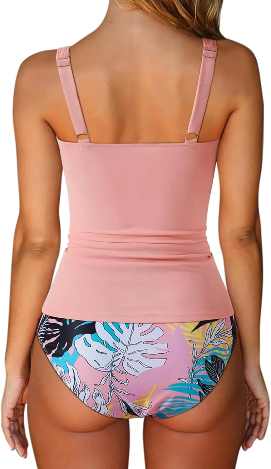 SUUKSESS Women Sexy Twist Push Up Tankini Swimsuit Tummy Control Bathing Suits