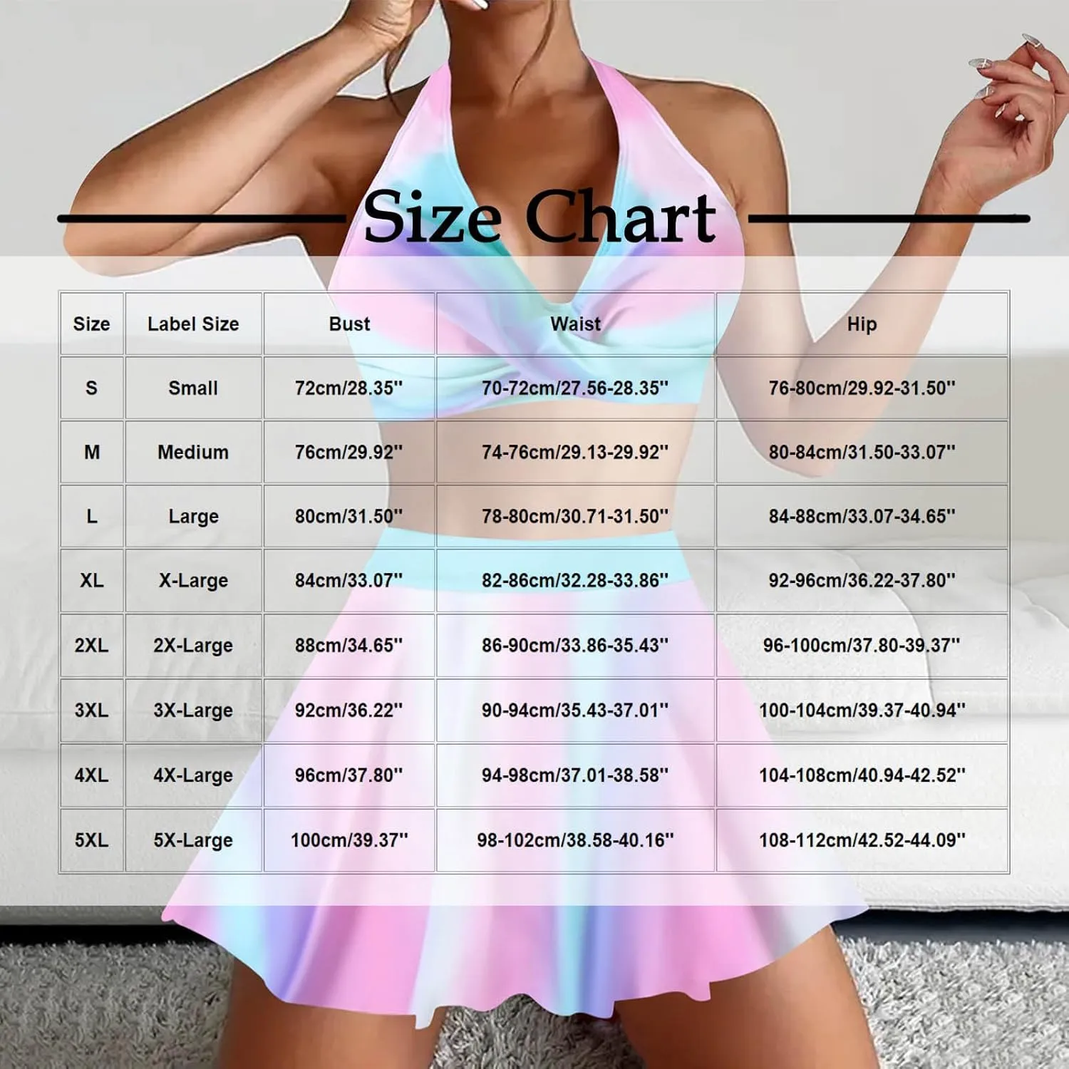 Swim Dress for Women Swimwear Fashion Printed 2 Piece High Waisted Push Up Bikini Sets Sexy Skirt Bathing Suit