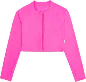 SwimZip Women's Long Sleeve Crop Top Rash Guard Swim Shirt - UPF 50  with Zipper