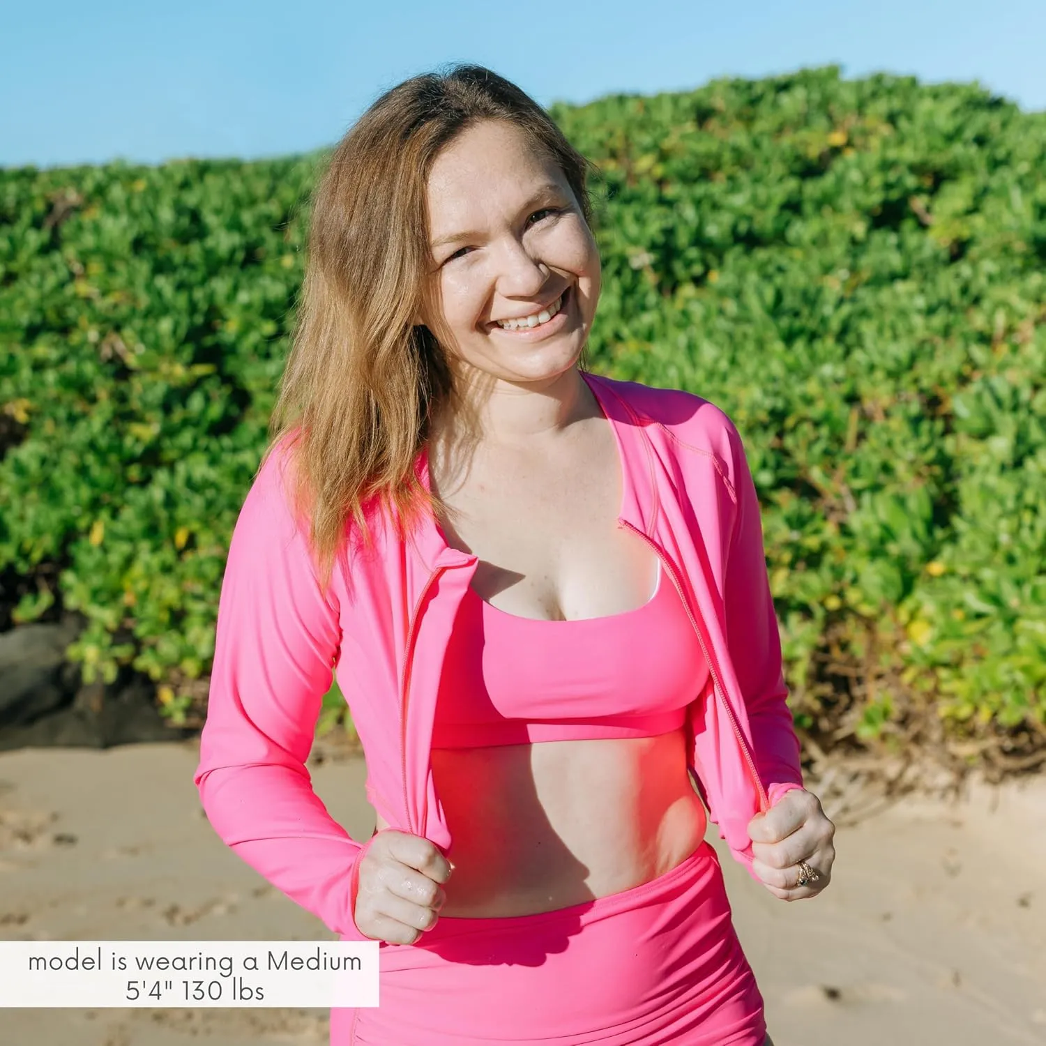 SwimZip Women's Long Sleeve Crop Top Rash Guard Swim Shirt - UPF 50  with Zipper