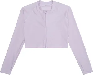 SwimZip Women's Long Sleeve Crop Top Rash Guard Swim Shirt - UPF 50  with Zipper