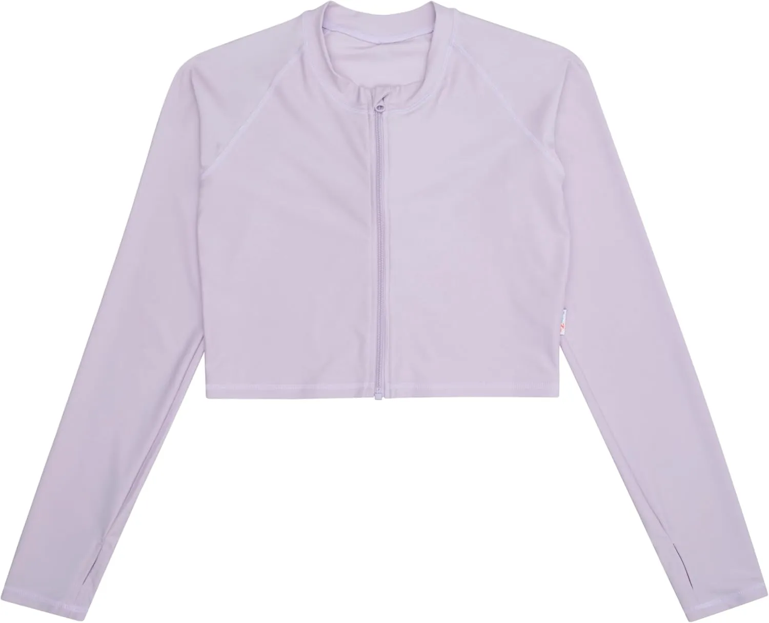 SwimZip Women's Long Sleeve Crop Top Rash Guard Swim Shirt - UPF 50  with Zipper