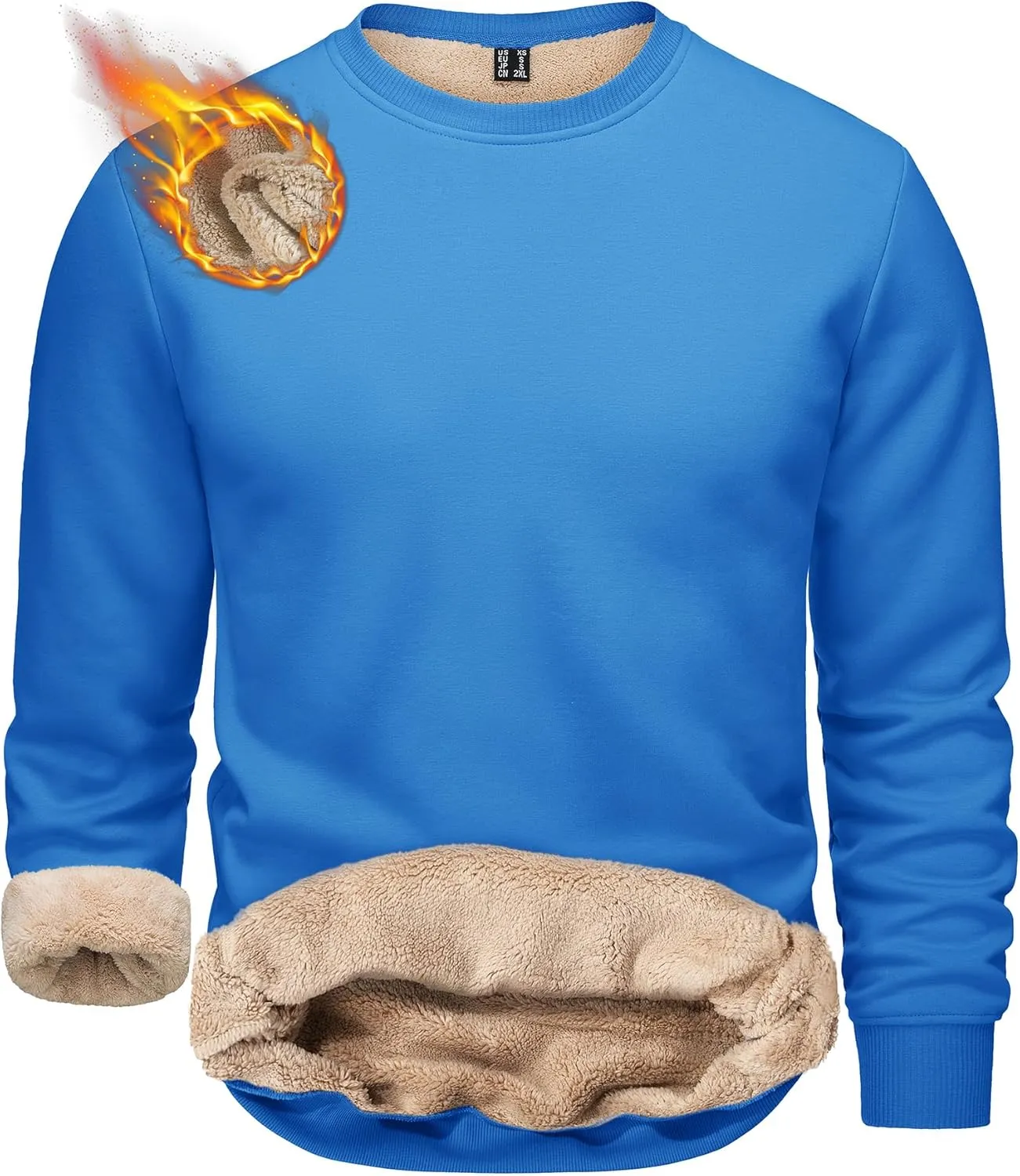 TACVASEN Men's Crewneck Sweatshirt Warm Sherpa Lined Sweatshirts Heavyweight Long Sleeve Underwear Winter Fleece Pullover