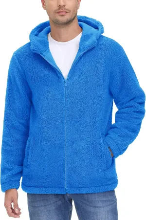 TACVASEN Men's Fuzzy Sherpa Jacket Fleece Lined Zip Up Hoodies Winter Thermal Work Casual Warm Jackets Plain Coats