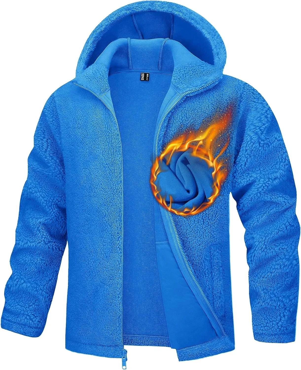 TACVASEN Men's Fuzzy Sherpa Jacket Fleece Lined Zip Up Hoodies Winter Thermal Work Casual Warm Jackets Plain Coats